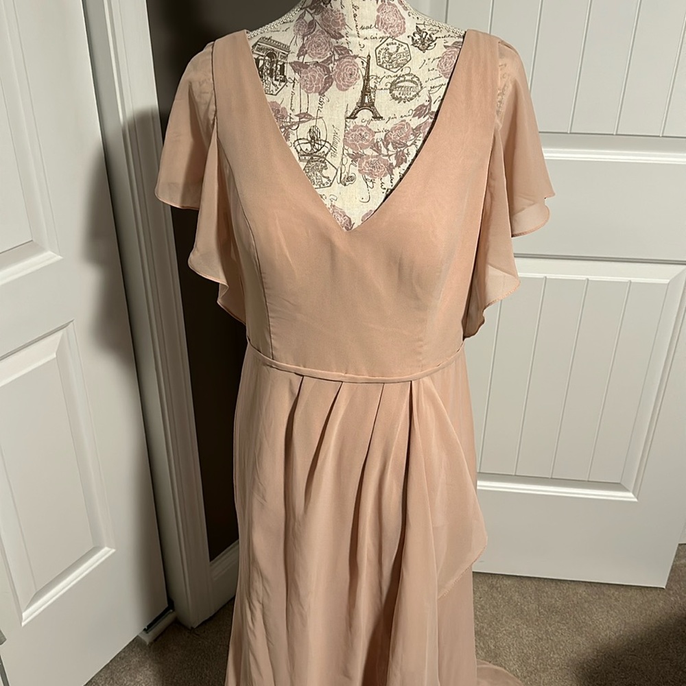 David’s Bridal SAND Bridesmaid Dress
